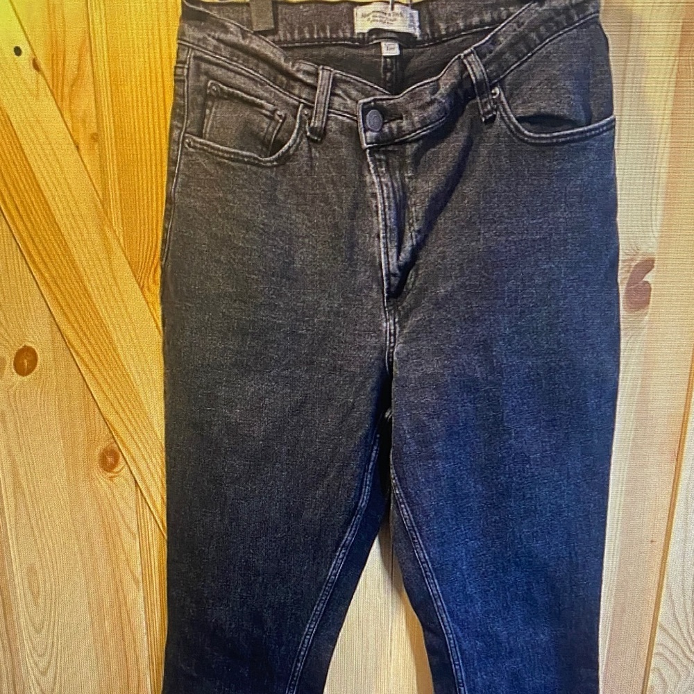 Abercrombie & Fitch Women's Straight Leg Jeans — Washed Black